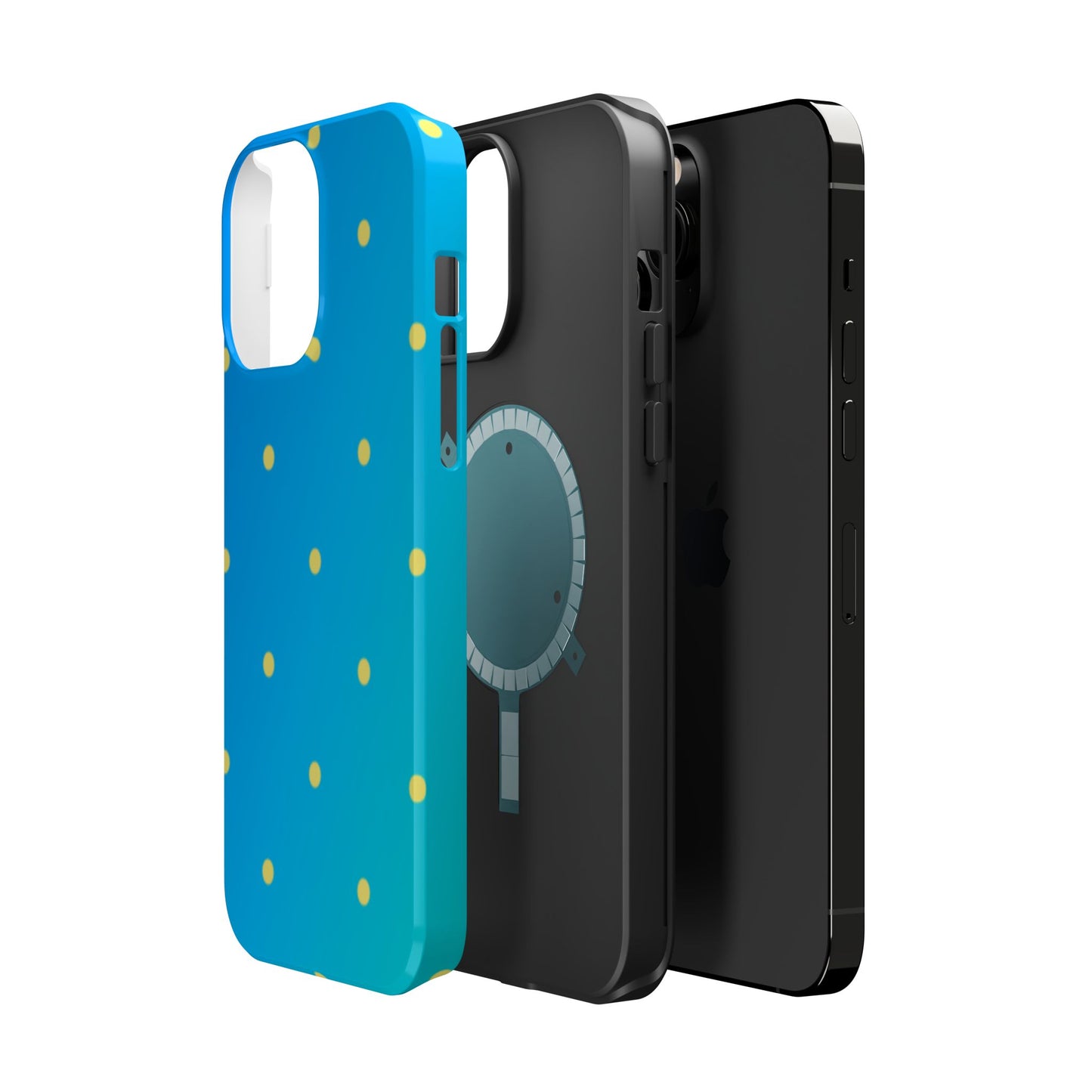 Blue Ocean Gradient Polka Dots MagSafe iPhone Case – Shockproof, Smooth Matte Finish, Dual-Layer Design