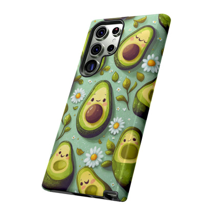 Cute Avocado Samsung Galaxy Case – Adorable Kawaii Avocados with Daisies, Shock - Resistant - BOGO Cases