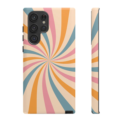 Retro Swirl Pattern Samsung Galaxy Case – Bold 70s Vibe in Pink, Orange, and Teal