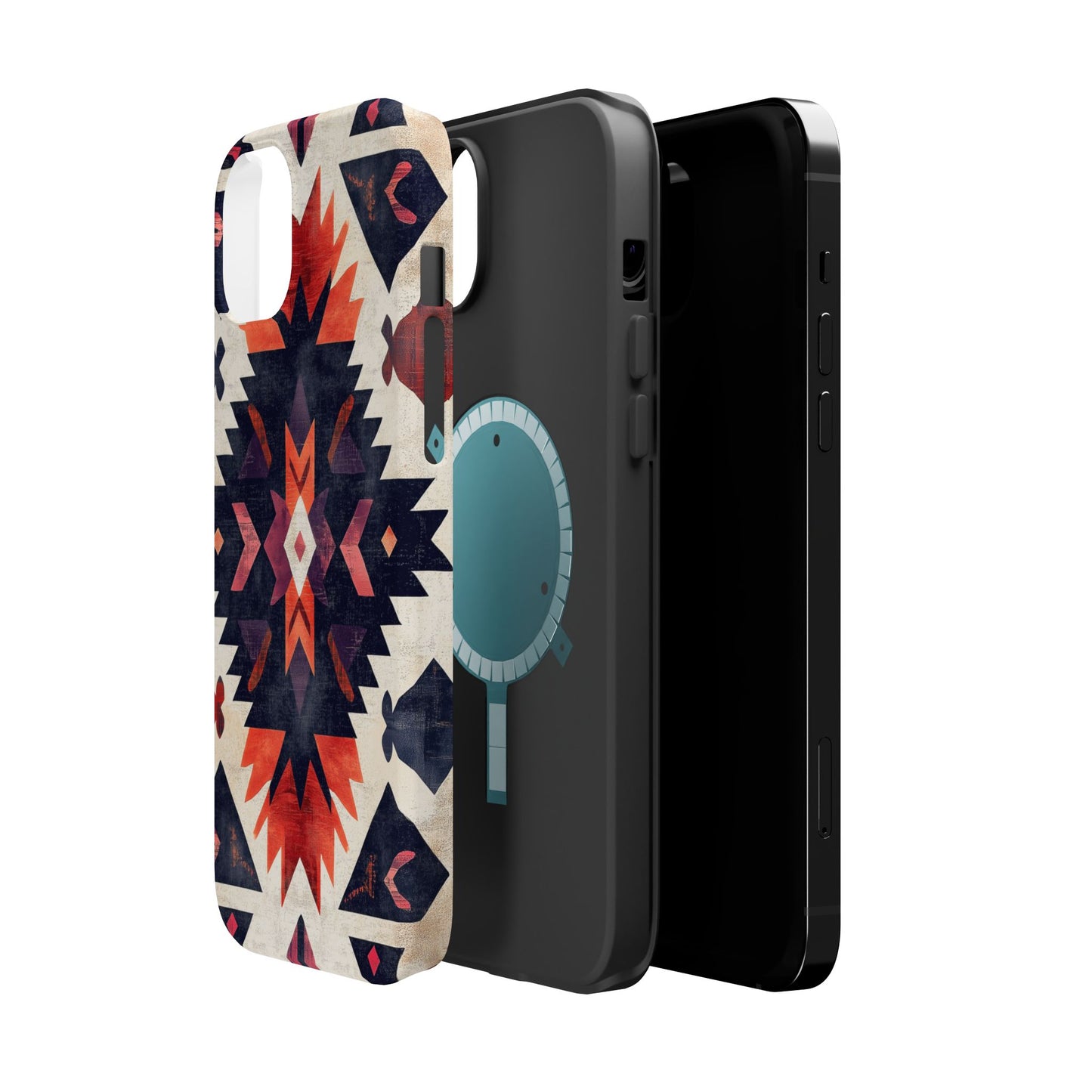 Boho Tribal Starburst Tough MagSafe iPhone Case – Vibrant Geometric Design, Dual-Layer Protection