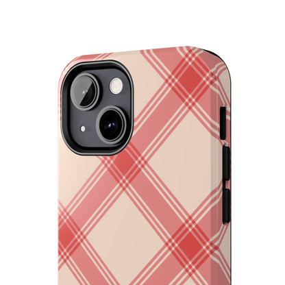 Soft Peachy Red Plaid iPhone Case