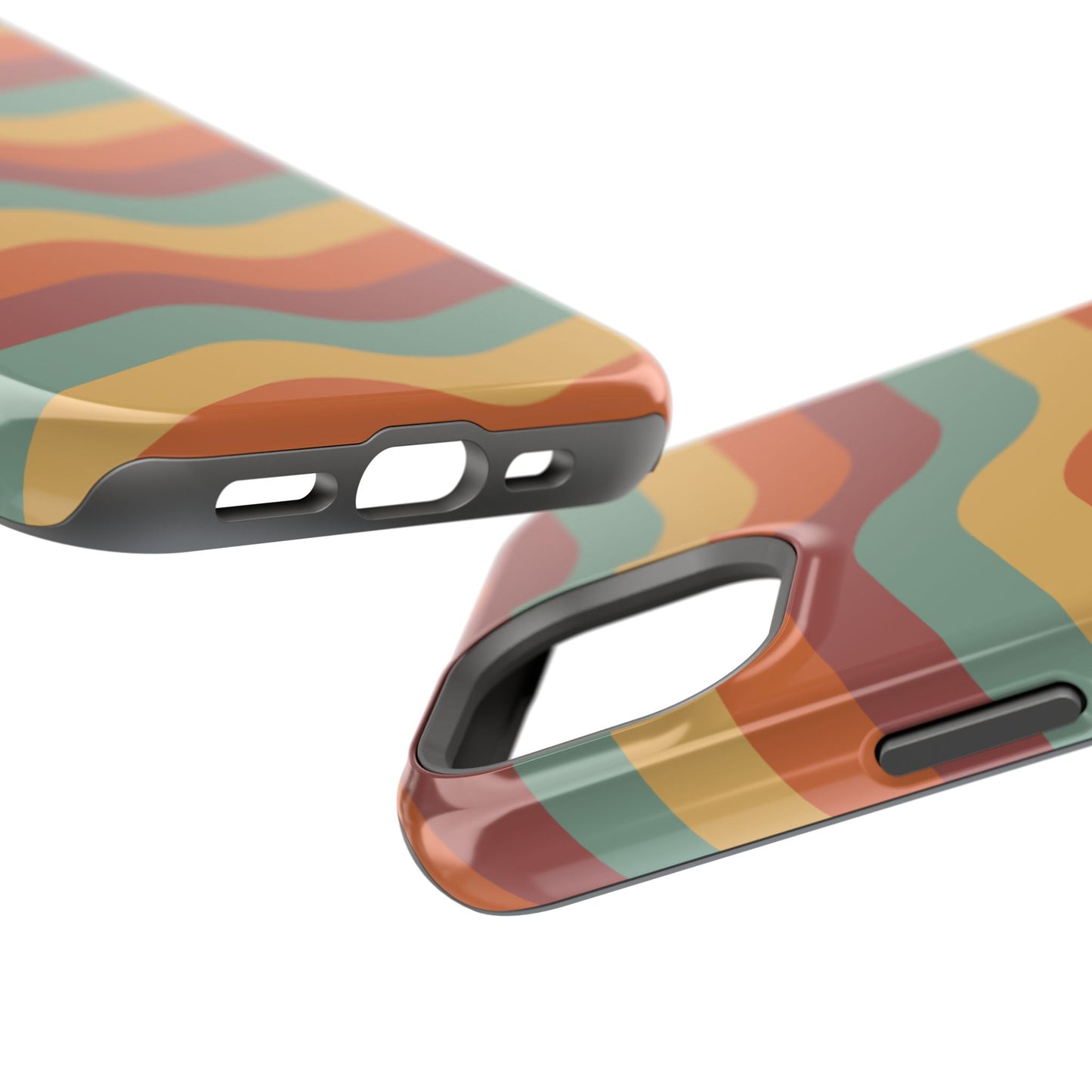 Retro Vibe Wavy Stripes MagSafe iPhone Case – 70s-Inspired in Teal, Orange, and Rust