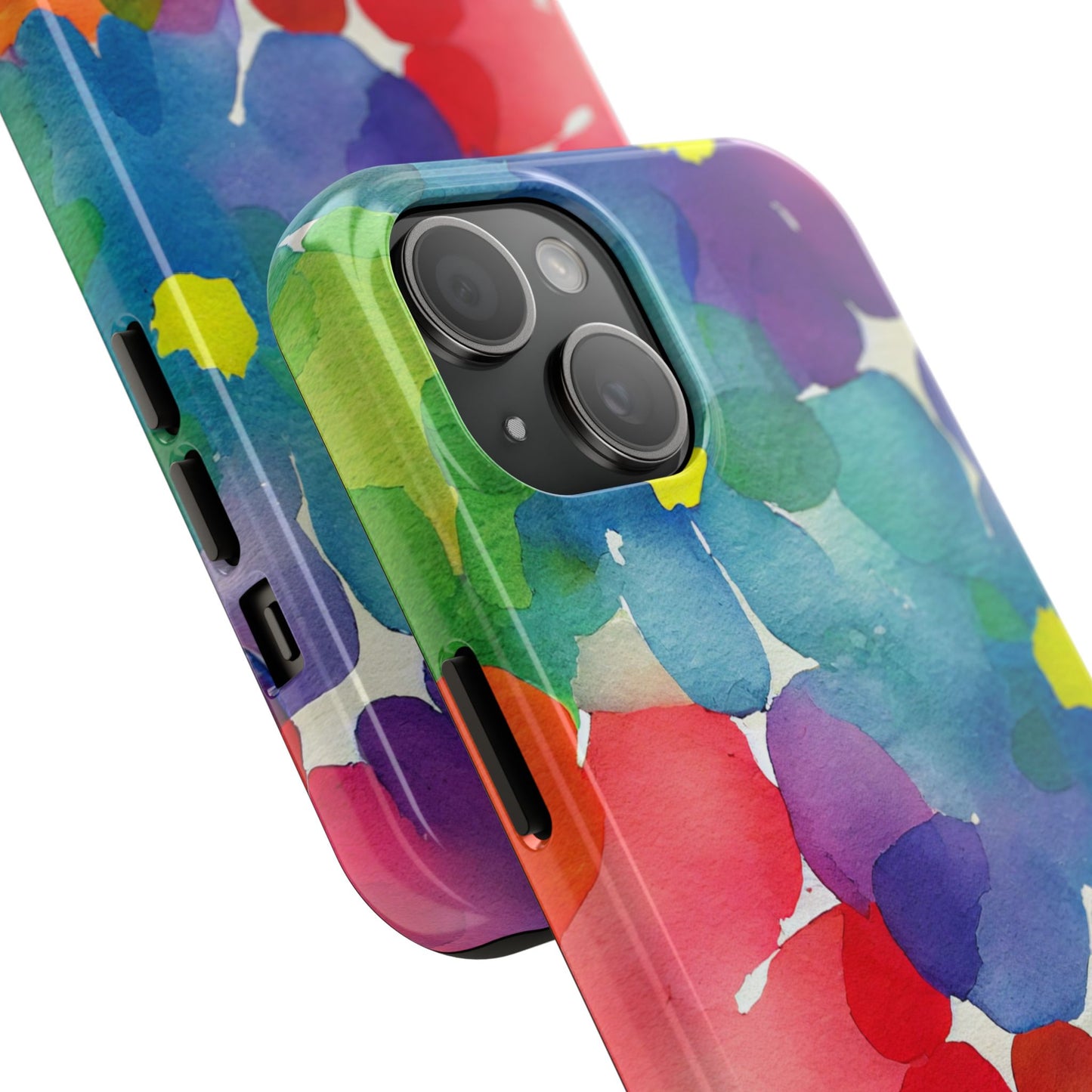 Rainbow Bloom Watercolor iPhone Case – Slim Design, Glossy Finish