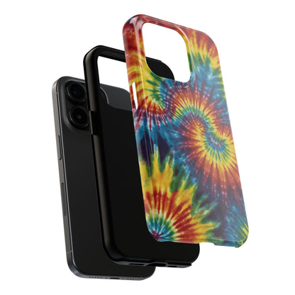 Retro Tie-Dye Swirl iPhone Case – Rainbow Spiral Design