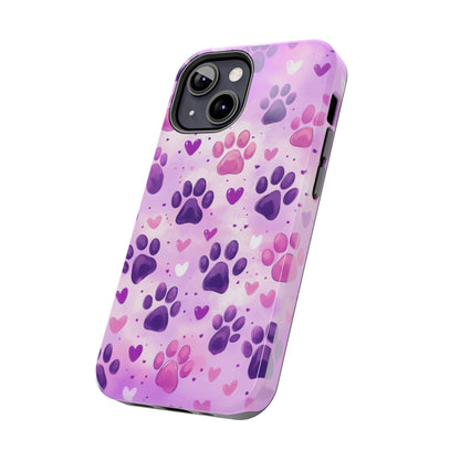 Purple Paw Print iPhone Case - Cute Pet-Themed Protective Cover