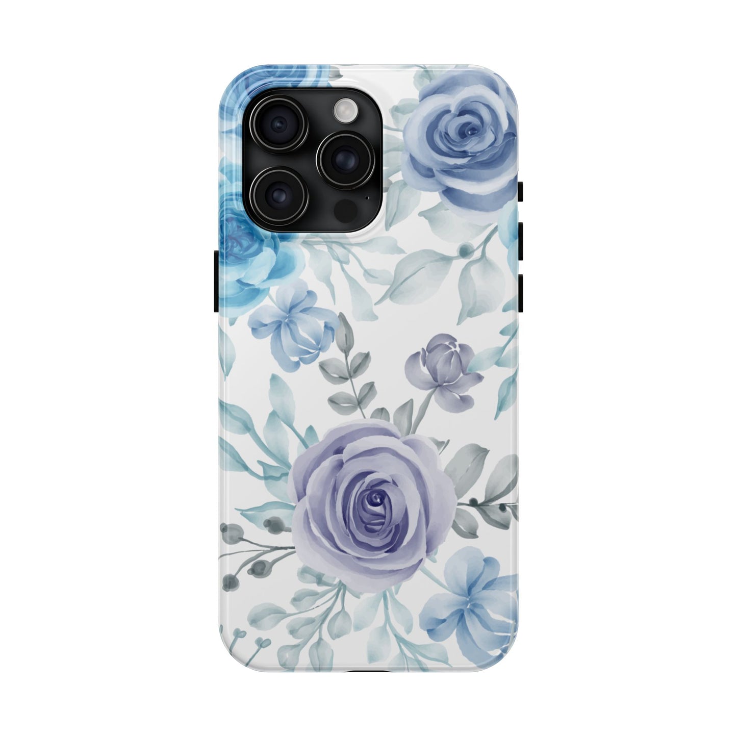 Elegant Blue & Violet Roses iPhone Case – Luxurious Floral Design for Chic Device Protection