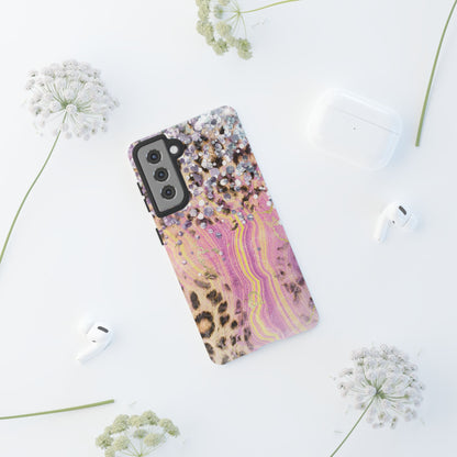 Crystal Glam Leopard - Samsung Galaxy Series Case with Glitter and Gem Accents