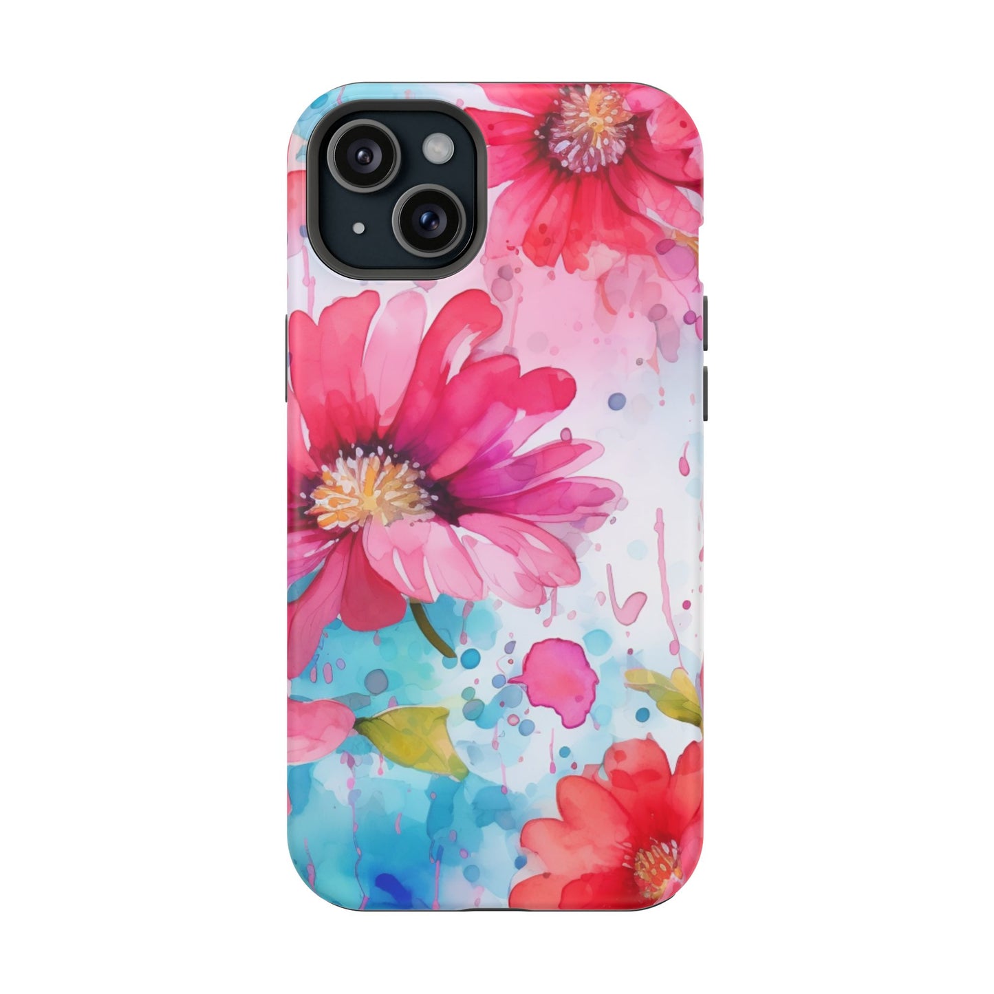 Vibrant Watercolor Red & Pink Floral - MagSafe iPhone Case