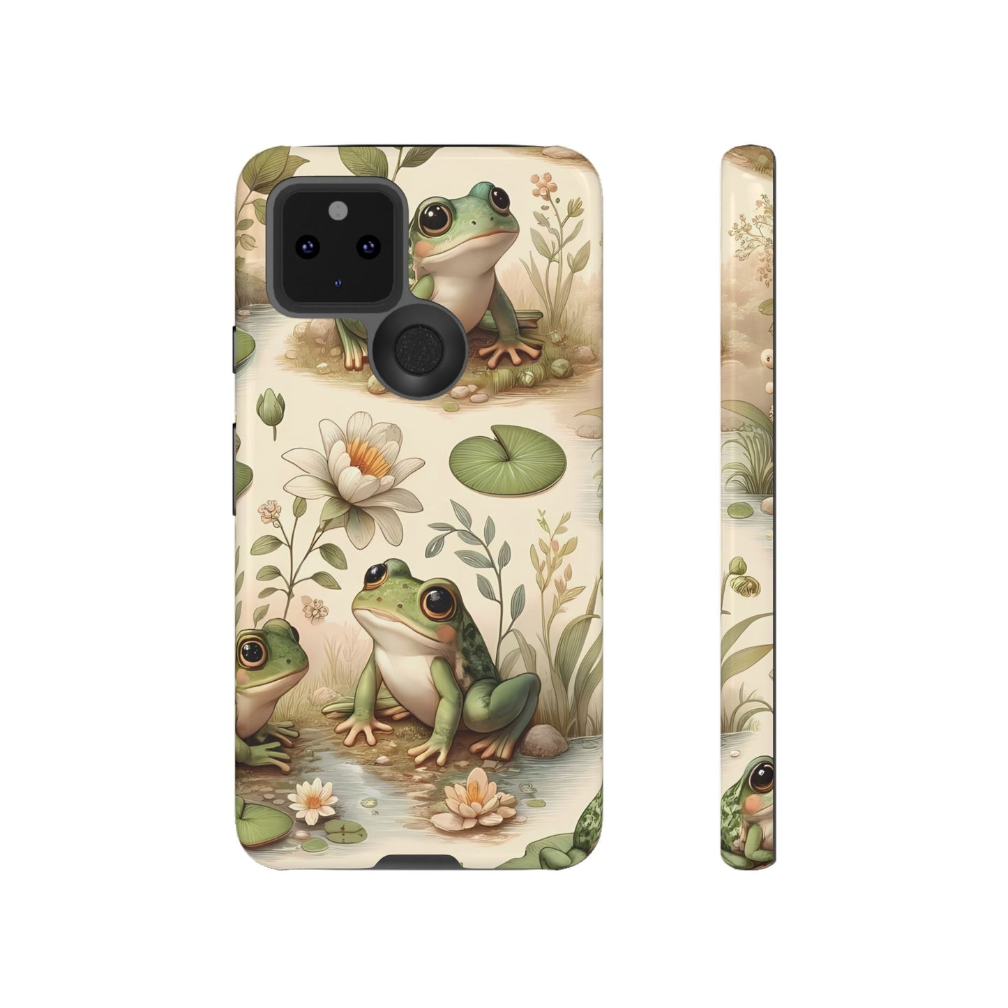 Cute Frogs Phone Case - Pond Pals Frolic - Charming Frog Lily Pad Phone Case for iPhone, Google & Samsung! Great Gift For Any Frog Lover!