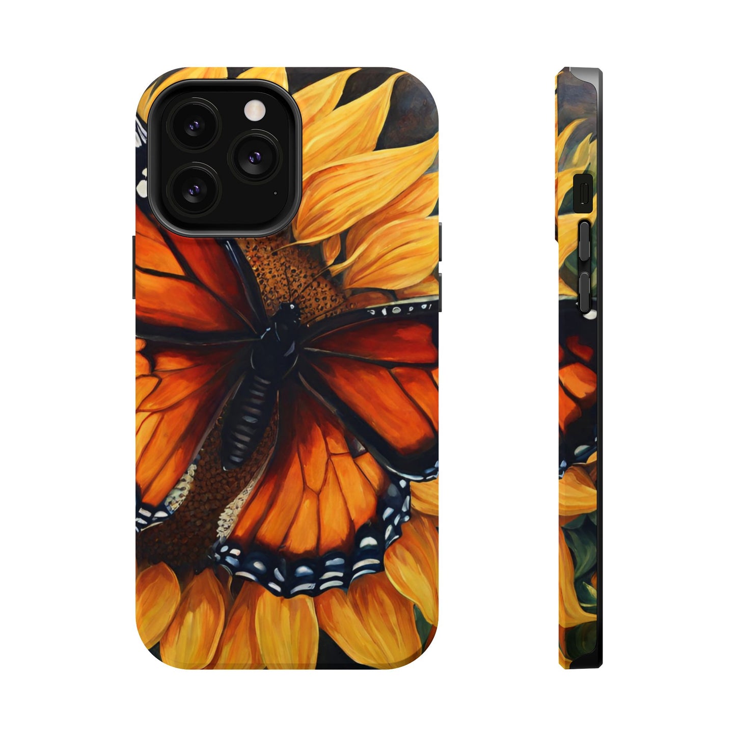 Monarch Butterfly & Sunflower Art – MagSafe iPhone Case