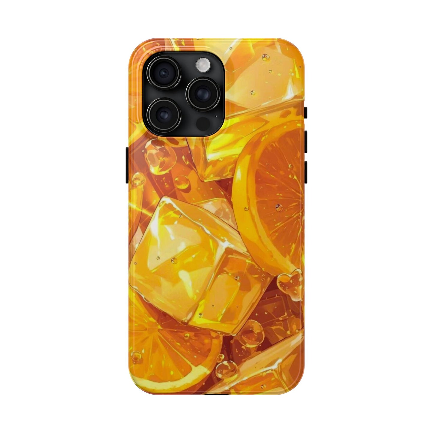 Citrus Splash iPhone Case – Bright Orange Slices & Ice, Dual-Layer Protection