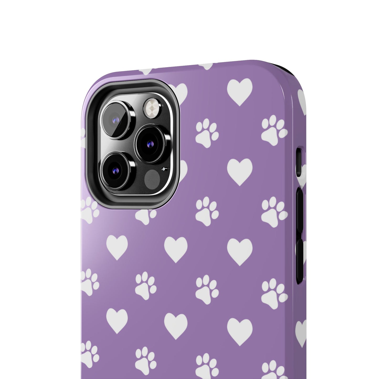 Lavender Paw Prints & Hearts Design - Adorable Pet Lover iPhone Case