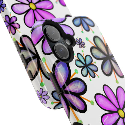 Whimsical Lavender Floral MagSafe iPhone Case – Ultra-Slim, High-Gloss Finish