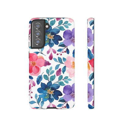 Mystic Bloom – Samsung Galaxy Case with Blue & Pink Watercolor Florals