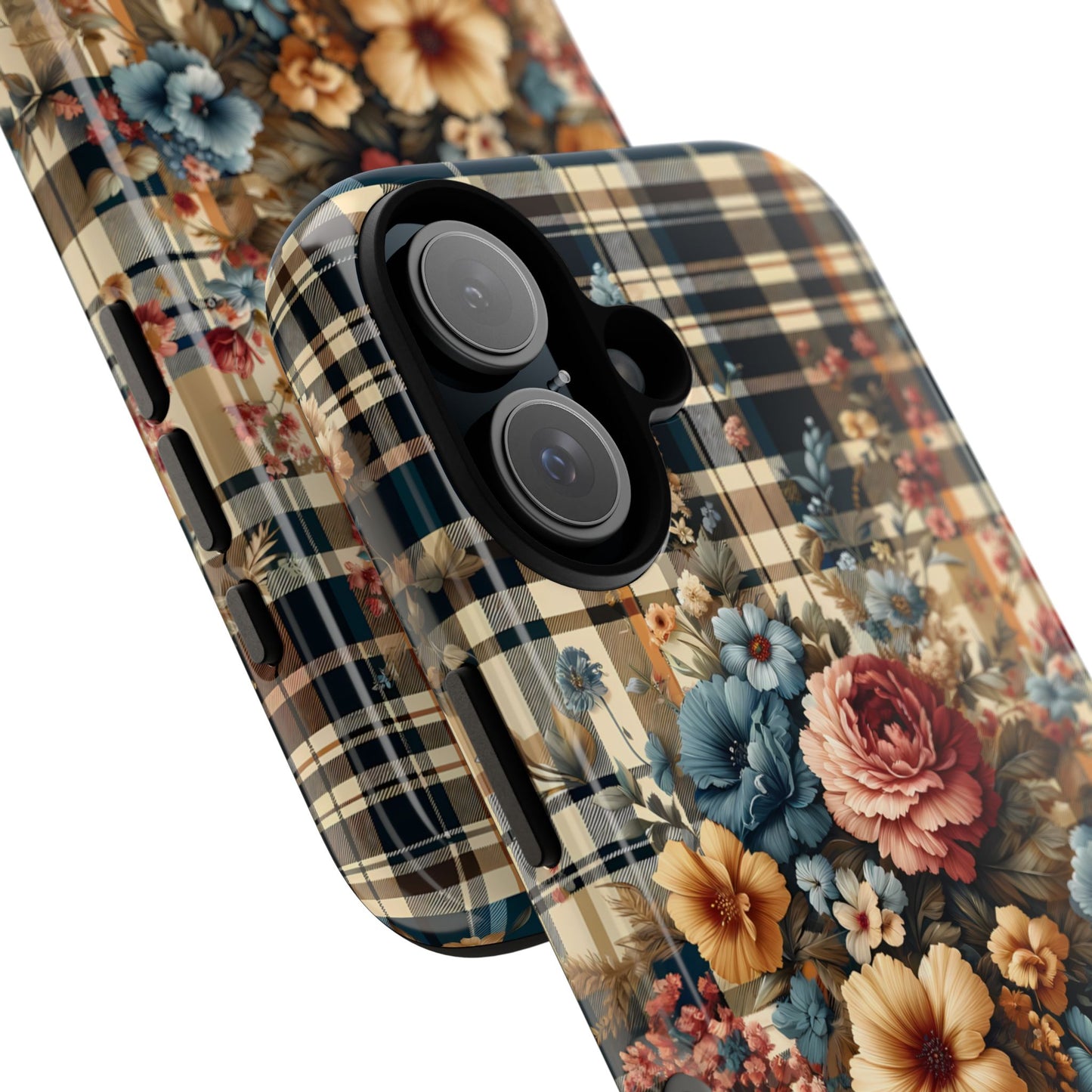 Vintage Floral Checkered Phone Case