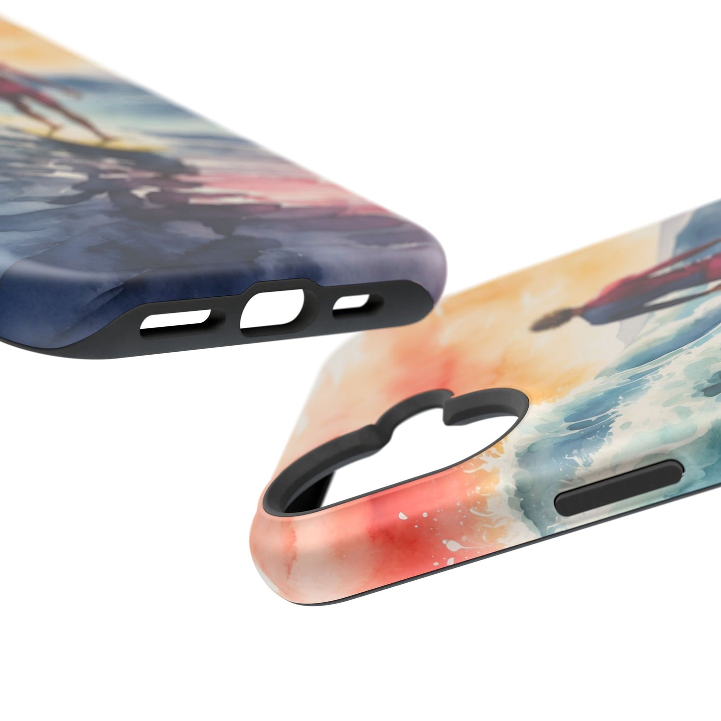 Surfer’s Sunset Wave MagSafe iPhone Case – Vibrant Watercolor Design