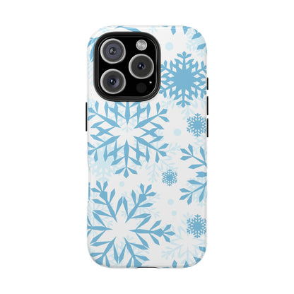 Frosty Blue Snowflakes iPhone Case – Shockproof, Smooth Matte Finish, Dual-Layer Design