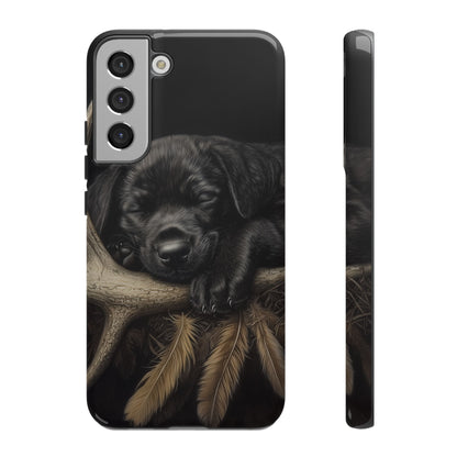 Adorable Black Labrador Puppy on Feathers Samsung Galaxy Case