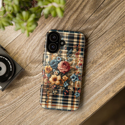 Vintage Floral Checkered Phone Case