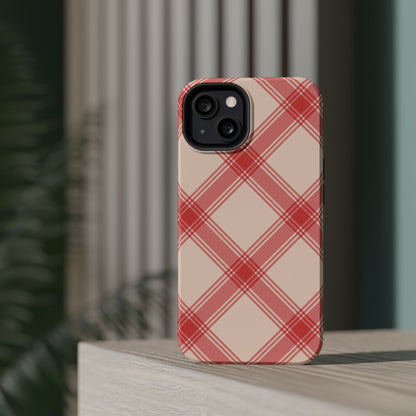 Soft Peachy Red Plaid MagSafe Case