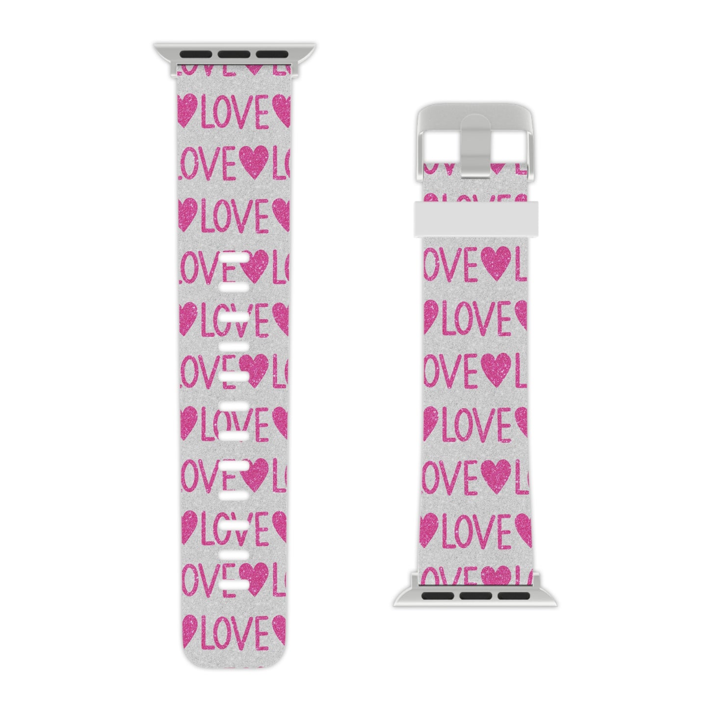 Pink Glitter Love Pattern  Apple Watch Band