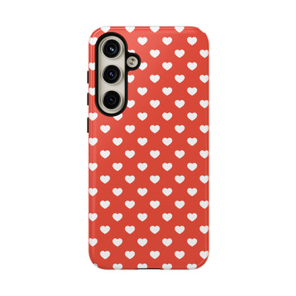 White Hearts on Red Samsung Case