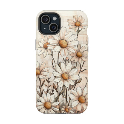 Pastel Daisy MagSafe iPhone Case - Elegant Floral Protective Cover