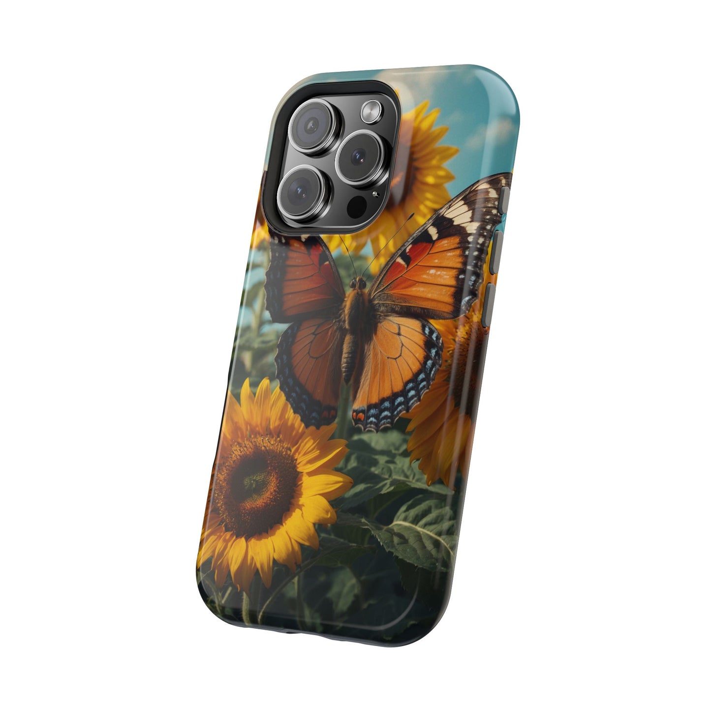 Vibrant Butterfly & Sunflower – MagSafe iPhone Case