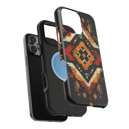 Southwestern Tribal Diamond Tough MagSafe iPhone Case – Bold Geometric Pattern, Dual-Layer Protection