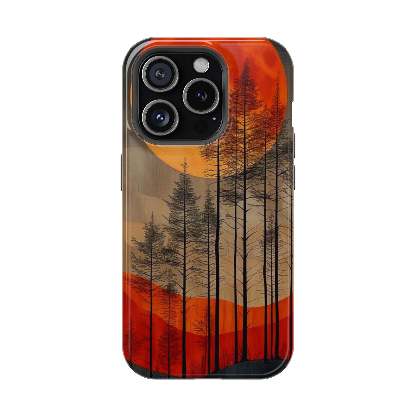 Moody Forest Moonrise MagSafe iPhone Case – Dark Landscape Design, Dual-Layer Protection