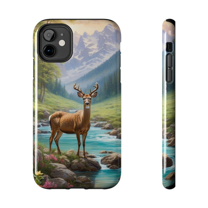 Alpine Serenity – Stag in Mountain Bliss iPhone Cases