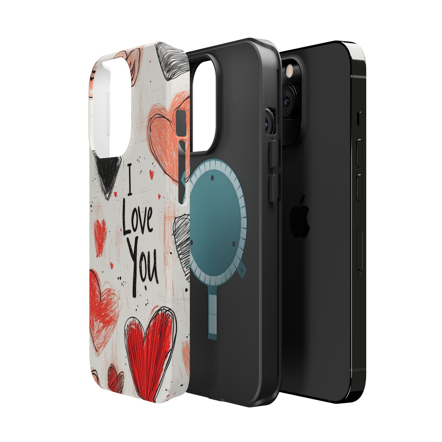 Romantic "I Love You" Heart Sketch - MagSafe Compatible Case