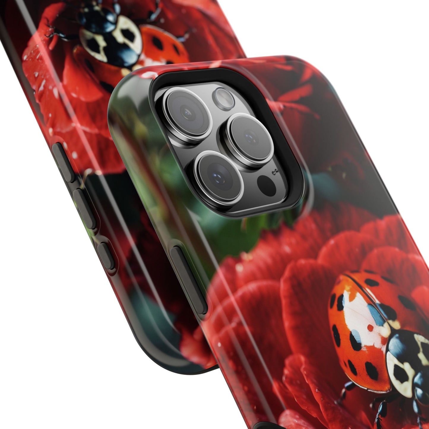 Elegant Rose & Ladybug Charm - MagSafe iPhone Case