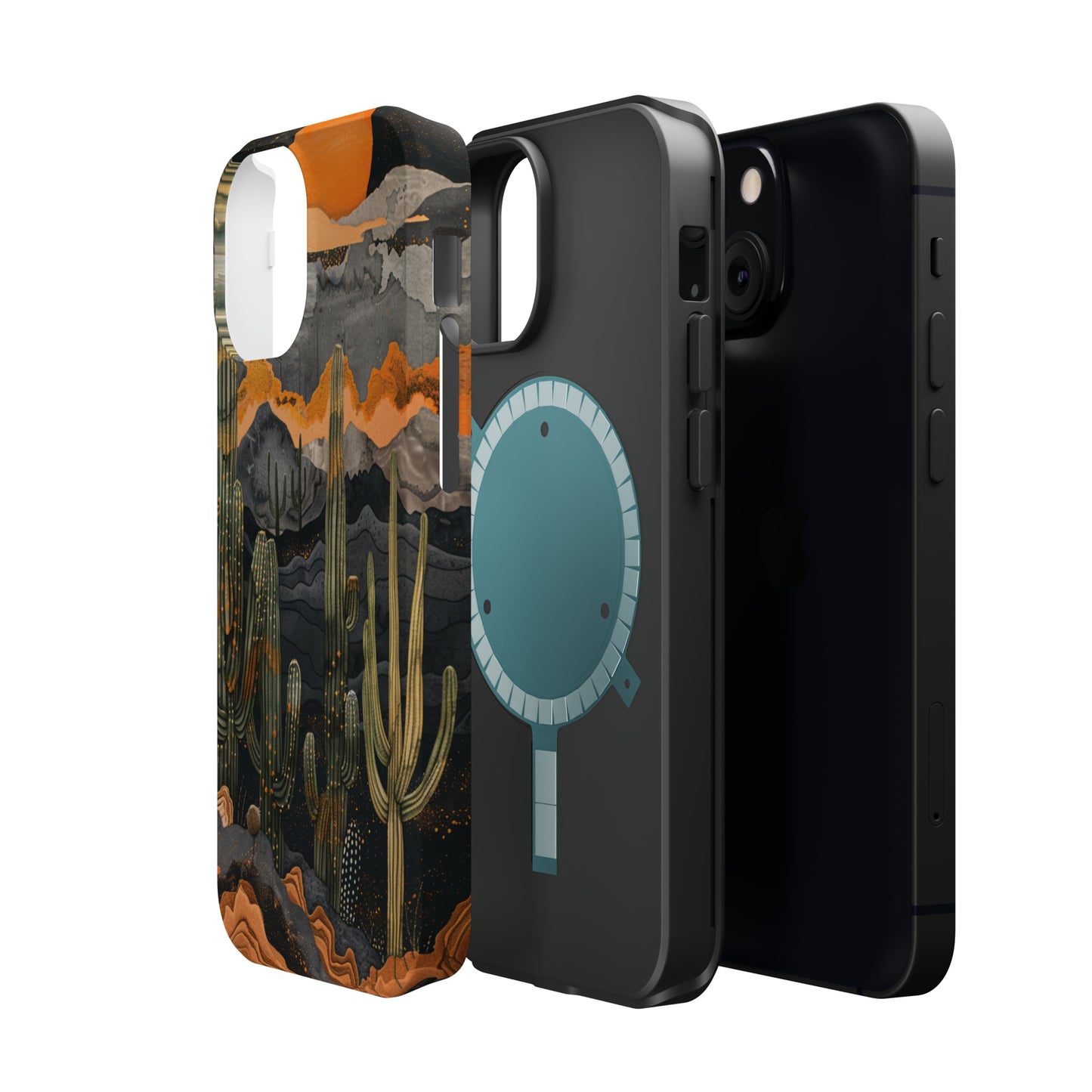 Desert Dusk MagSafe iPhone Case - Cacti Silhouettes & Sundown Hues for iPhone 15, 14, and 13 Series