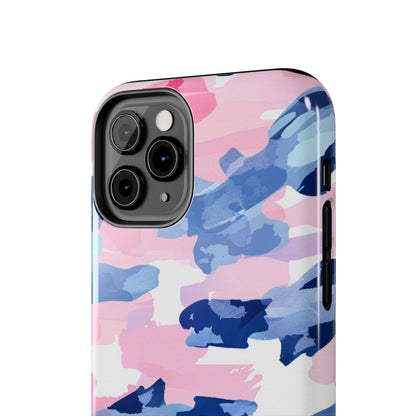 iPhone Case: Dynamic Pink & Navy Brushstroke Art