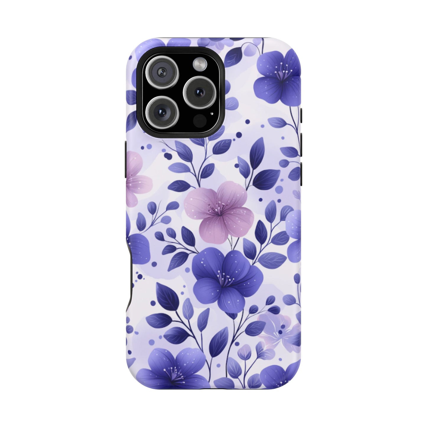 Purple Floral MagSafe iPhone Case – Durable Protection with Elegant Flower Design