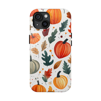 Autumn Harvest iPhone Case - Pumpkin and Fall Leaf Design