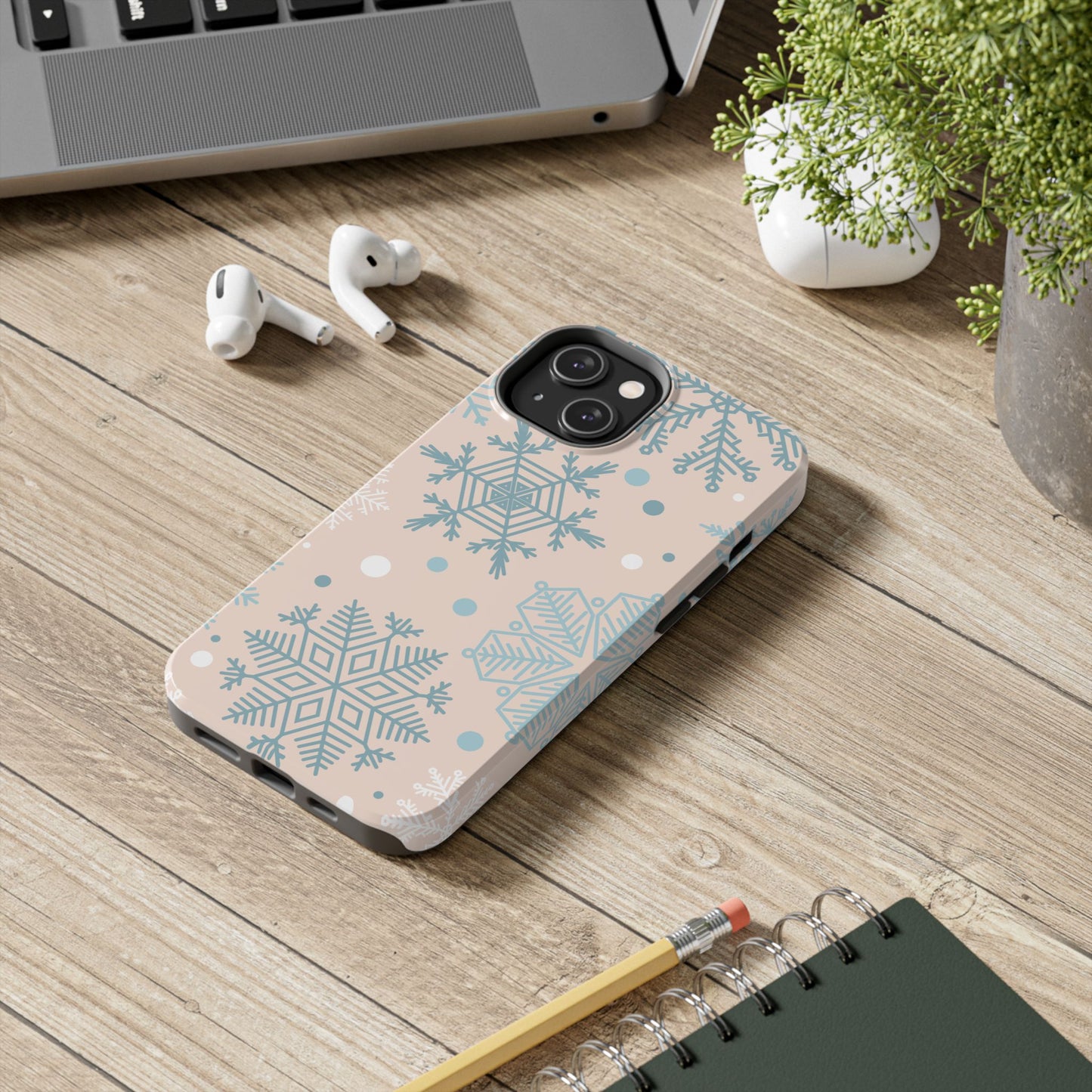 Winter Snowflakes iPhone Case – Shockproof, Smooth Matte Finish, Dual-Layer Protection