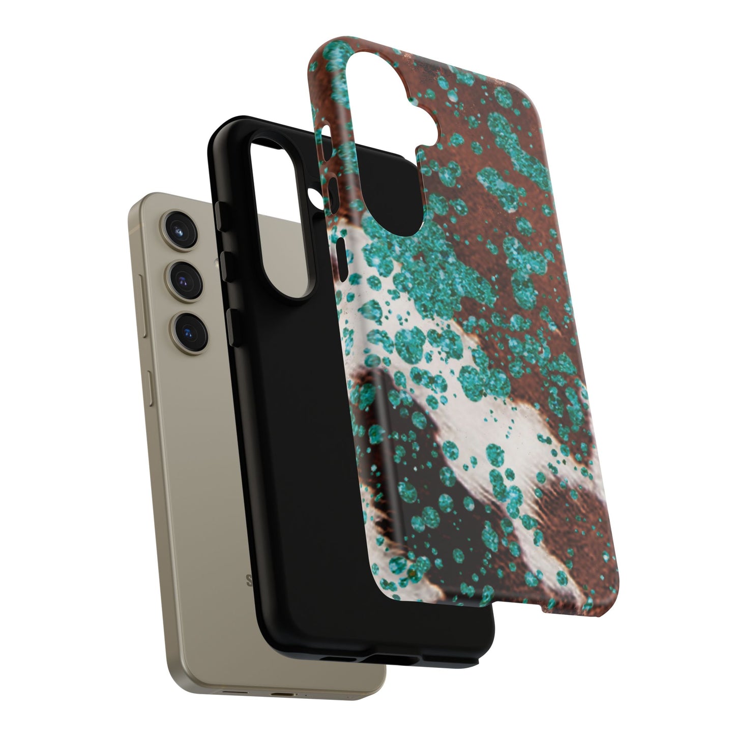 Teal Glitter Cowhide - Samsung Galaxy Series Case