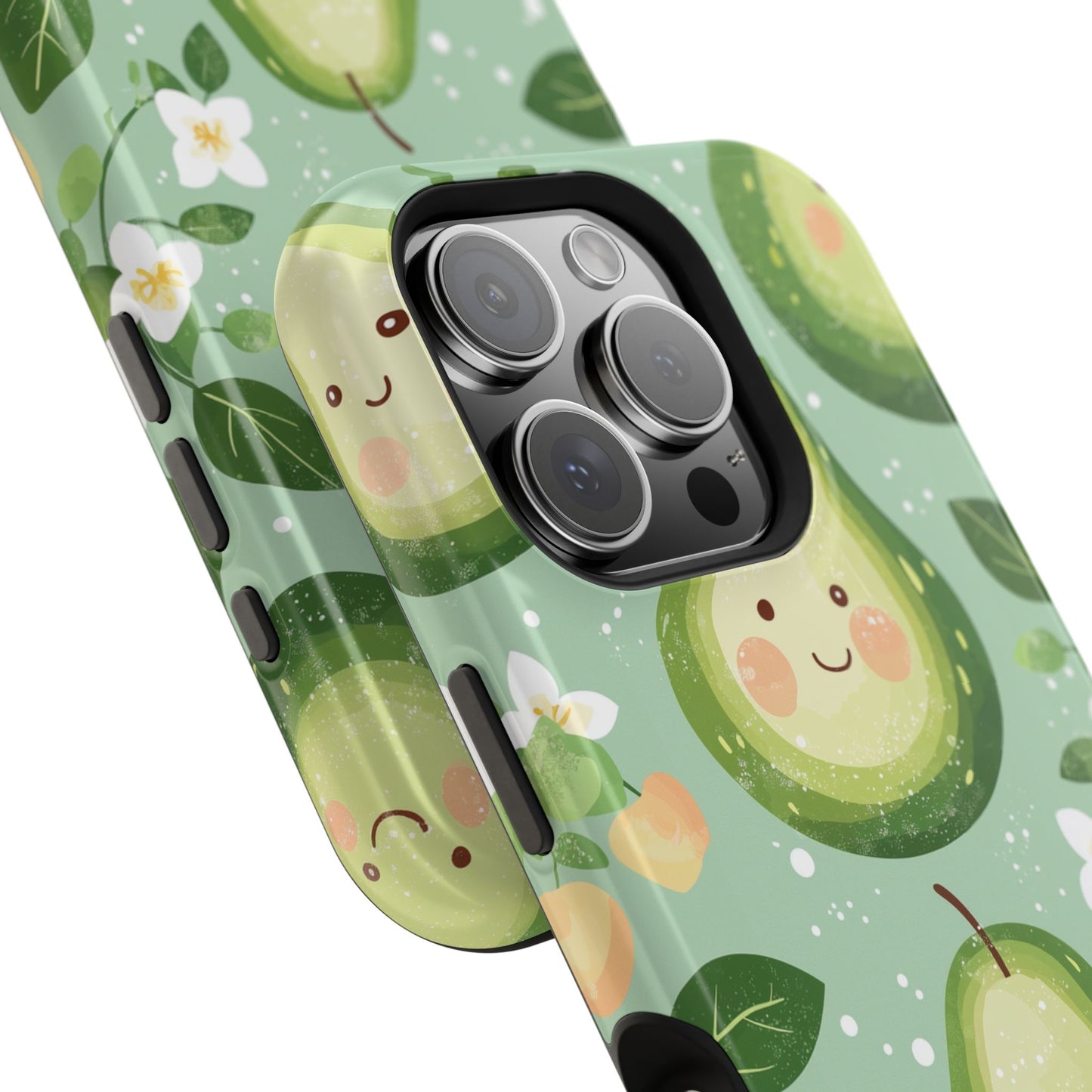 Smiling Avocados Tough MagSafe iPhone Case – Cute Avocado Design, Dual-Layer Protection