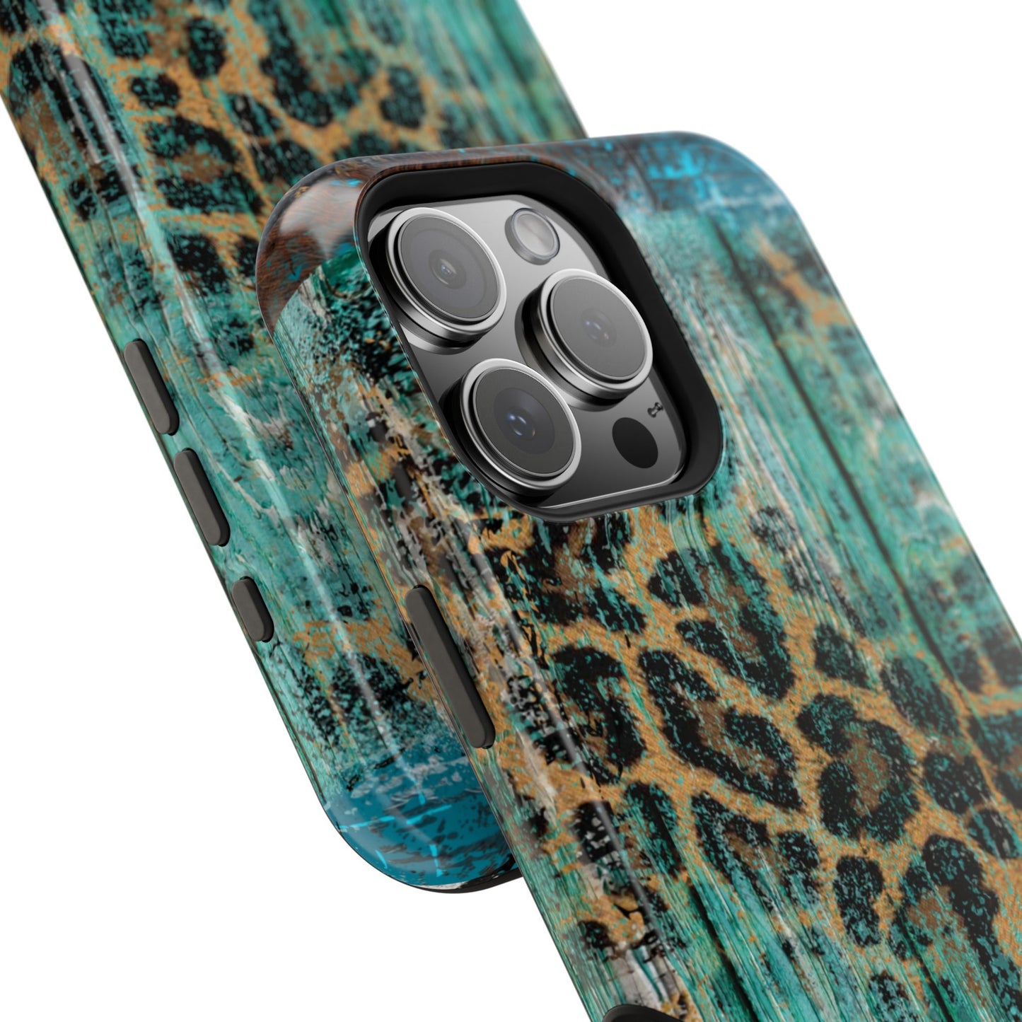 Turquoise Rustic Leopard Wood - MagSafe  iPhone Series Case