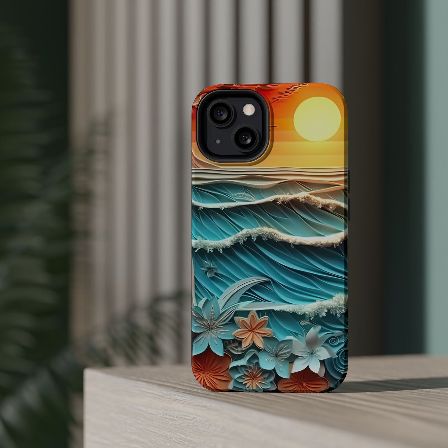 Tropical Sunset Paper Art Ocean – iPhone Series Case