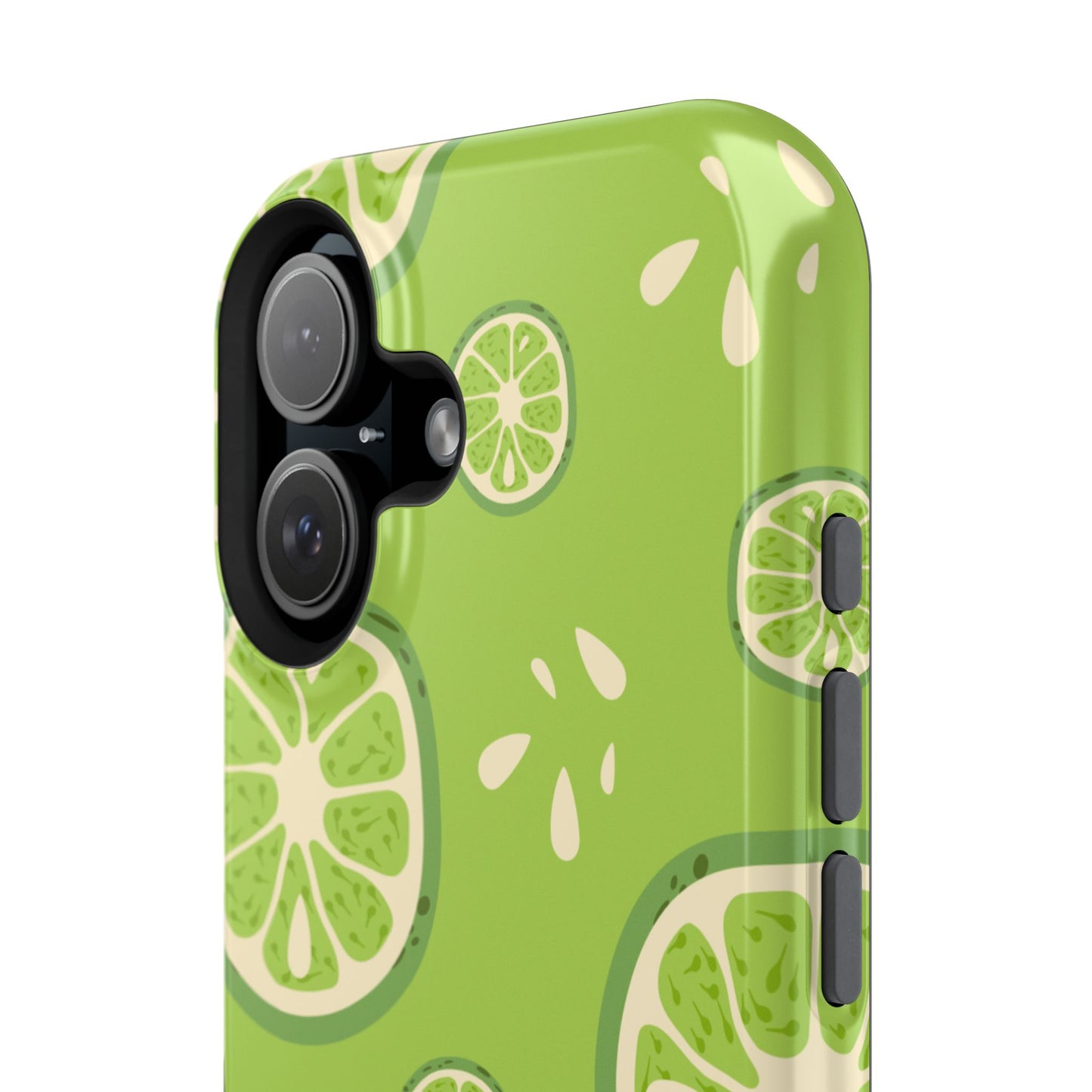 Zesty Lime Splash Tough MagSafe iPhone Case – Fresh Citrus Design, Dual-Layer Protection