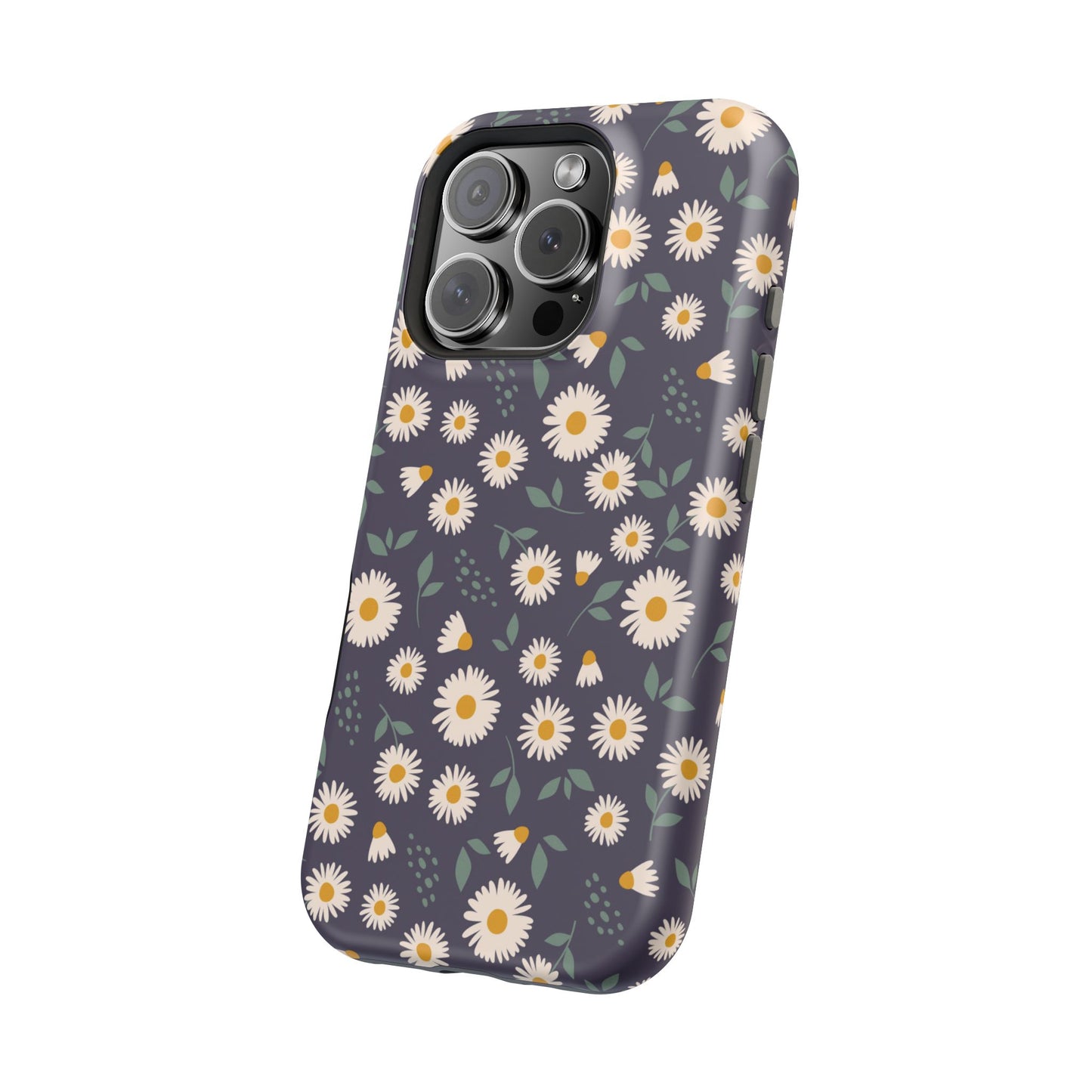 Midnight Daisy MagSafe iPhone Case – Dark Navy Floral Design, Slim and Protective