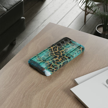 Turquoise Rustic Leopard Wood - Samsung Galaxy Series Case