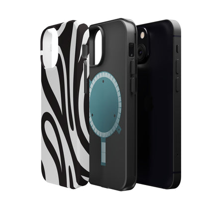 Modern Black and White Abstract Tough MagSafe iPhone Case – Bold Graphic Pattern with Dual-Layer Protection