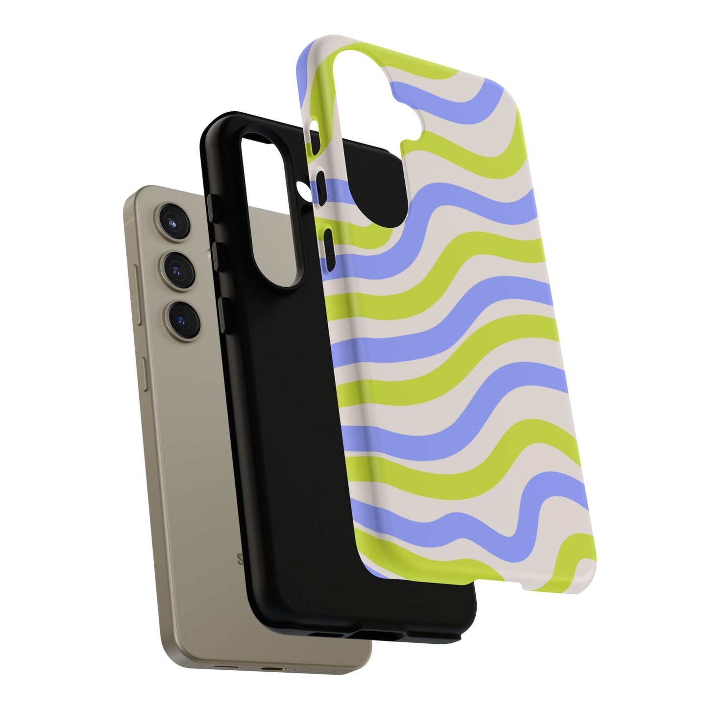 Neon Wave Samsung Galaxy Case – Bold Dual-Layer Protection with 70s-Inspired Vibe