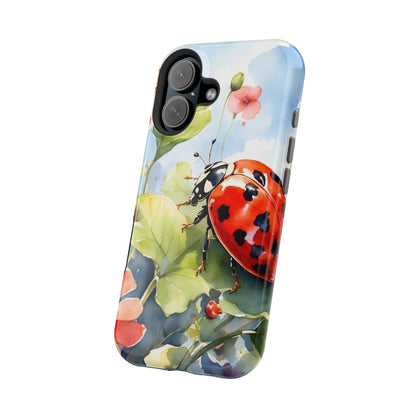 Watercolor Ladybug & Poppy Fields - MagSafe iPhone Case