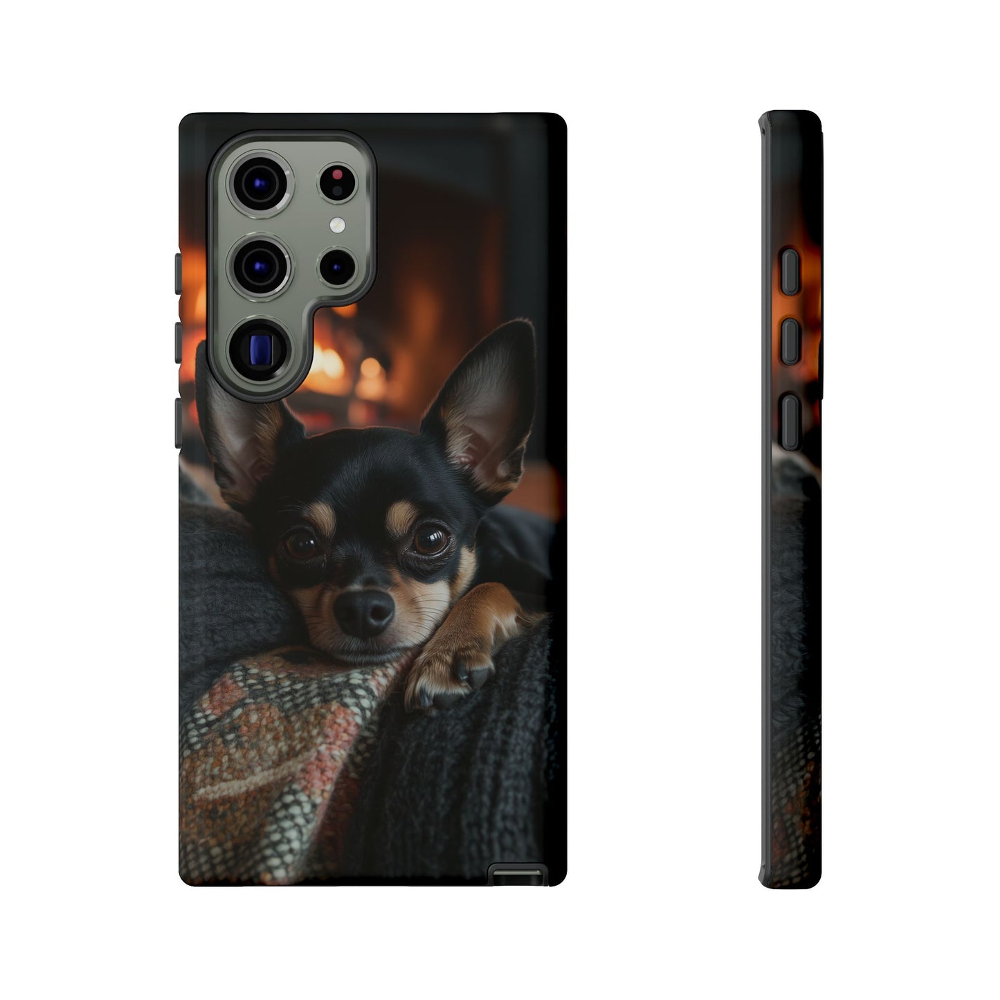 Cozy Chihuahua Fireplace Samsung Galaxy Case – Warm and Protective Design