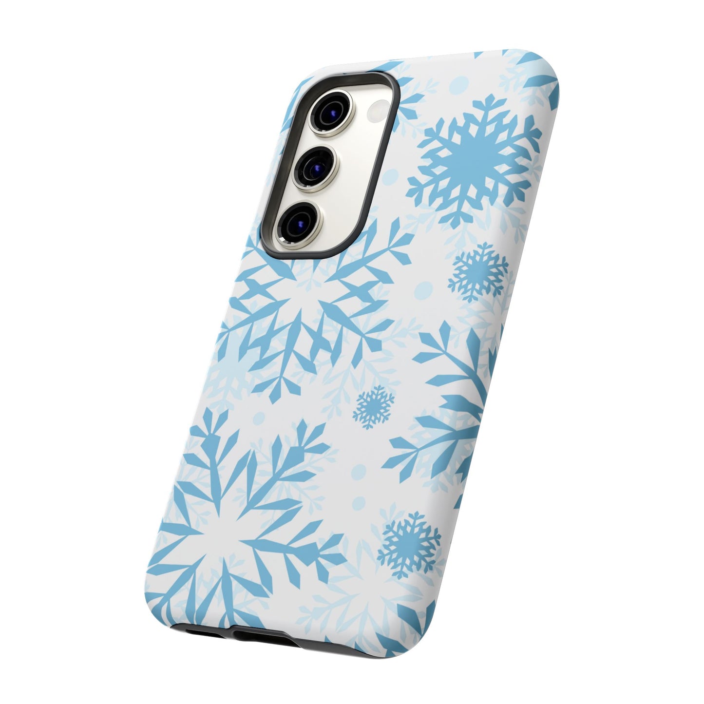 Frosty Blue Snowflakes Samsung Galaxy Case – Shockproof, Smooth Matte Finish, Dual-Layer Design